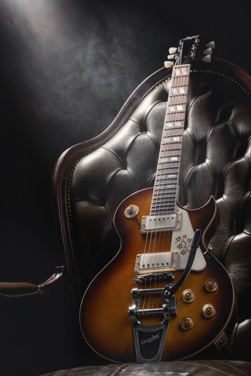 Stanford Fleetwood with Bigsby standing on chair